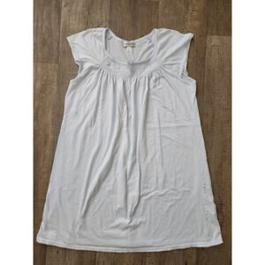 MISS ELAINE Size XL Soft Nightgown Baby Blue Embroidered and Lace Cottagecore